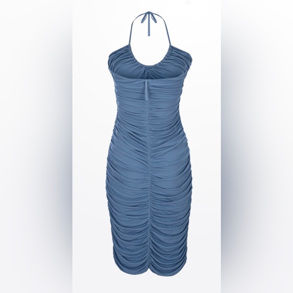 Zeynep Arcay Jersey Ruched Midi Dress in Blue - Picture 12 of 14